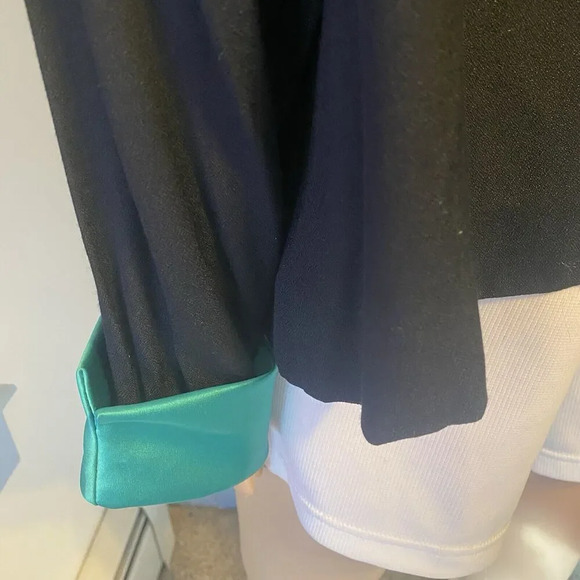 VTG 90s Jessica Howard Blazer Jacket Women's Sz 22 Black Green Collar & Cuffs - Picture 6 of 8